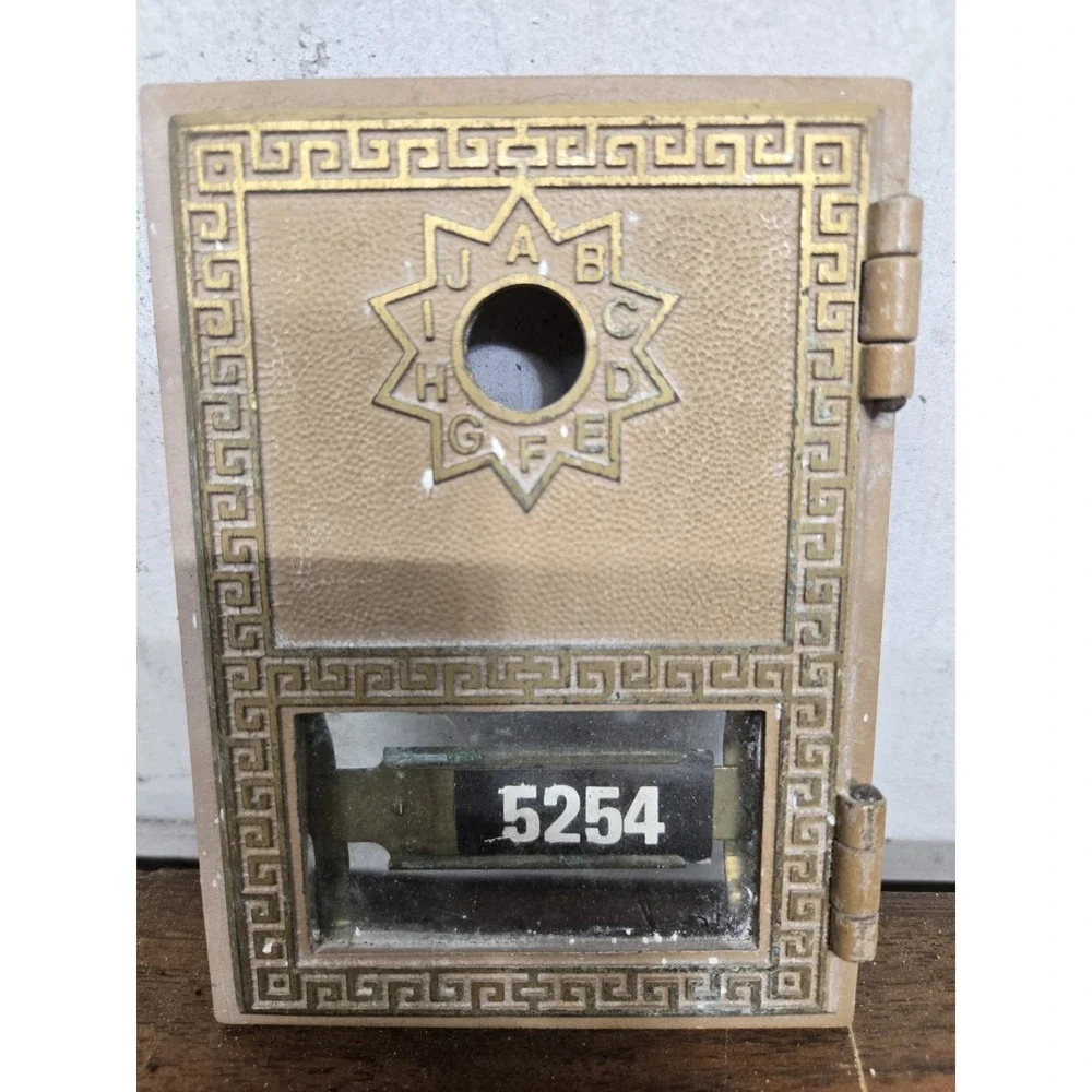 Vintage Post Office PO Box Door Combination Lock #5254 Greek Key Parts/Decor